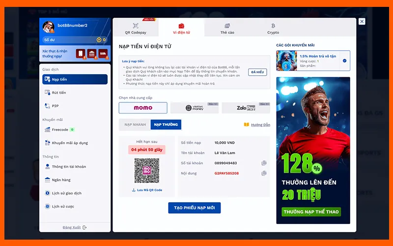 Lỗi nạp tiền được giải đáp trong phần câu hỏi thường gặp BOT88Alt: Lỗi nạp tiền BOT88 phổ biến, xem thêm tại câu hỏi thường gặp
