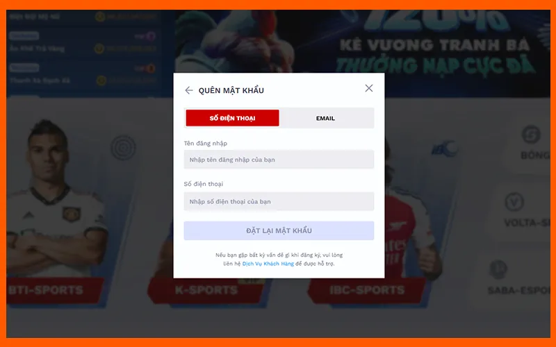 Quy trình khôi phục mật khẩu BOT88 với mã OTPAlt: Đặt lại mật khẩu đăng nhập BOT88 bằng OTP xác thực