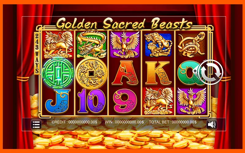 Giao diện Golden Beast mô phỏng hành trình săn linh thú huyền thoạiAlt: Slot game Golden Beast BOT88 với hiệu ứng rực rỡ