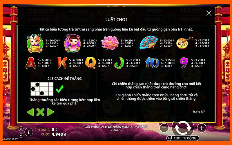 Cơ chế trả thưởng thắng khi biểu tượng giống nhau