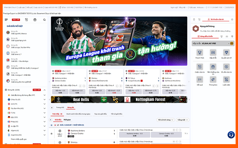 Giao diện kèo bóng đá tại BOT88 cập nhật theo thời gian thực
